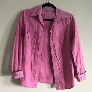 I Zod- S- pink stripped- long sleeved button down